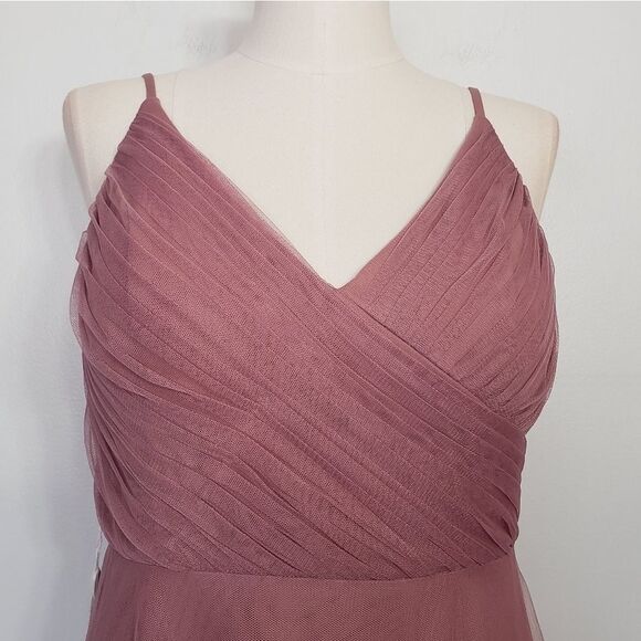 EVER PRETTY 7369 purple orchid spaghetti straps v neck tulle maxi dress 12 - Picture 4 of 13